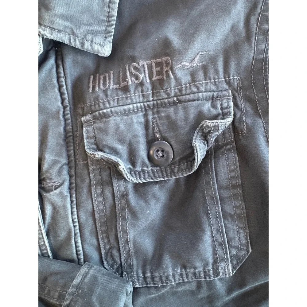 VTG Hollister Mens Medium Y2K Sherpa Lined Canvas Jacket Charcoal Grunge Trucker